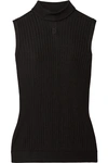 GIVENCHY EMBROIDERED RIBBED-KNIT TURTLENECK TOP