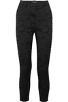 DOLCE & GABBANA CROPPED LACE-UP FLORAL-JACQUARD SKINNY PANTS