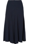 CHLOÉ ASYMMETRIC PINSTRIPED WOVEN MIDI SKIRT