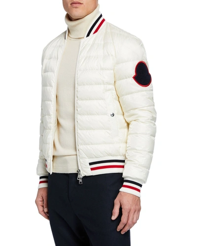 Moncler Deltour Quilted Shell Bomber Jacket In White