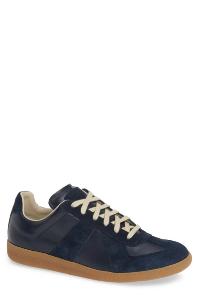 Maison Margiela Replica Leather And Suede Trainers In Blue