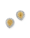 BLOOMINGDALE'S PEAR SHAPED YELLOW & WHITE DIAMOND STUD EARRINGS IN 18K WHITE & YELLOW GOLD - 100% EXCLUSIVE,NE654-3