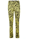 Gucci High Rise Zebra Print Cotton Denim Jeans In Yellow/black