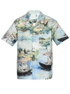 Off-white Lake-print Regular-fit Cotton Shirt In Blue