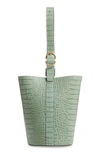 TRADEMARK SMALL LEATHER BUCKET BAG - GREEN,HB244
