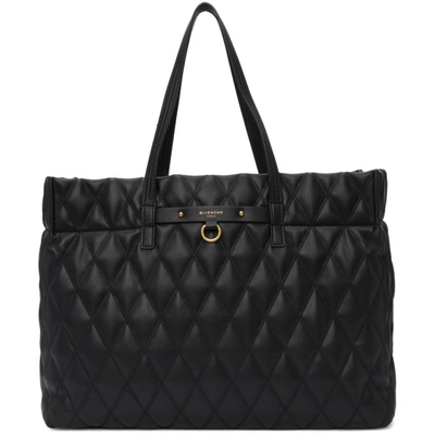 Givenchy Duo Shopper East-west Losange Rubberized Canvas Tote Bag In Black