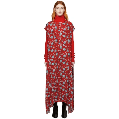 Vetements Floral-printed Dress In Red