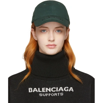 Balenciaga - Logo Embroidered Cotton Cap - Womens - Green In 3060 Green