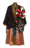 RIANNA + NINA EXCLUSIVE FLORAL-APPLIQUÃ©D LACE AND SILK-SATIN COAT,716109