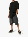 RICK OWENS RICK OWENS BLACK TRACTOR LEATHER AND CANVAS SANDALS,RU19S2815LBOCW13315811