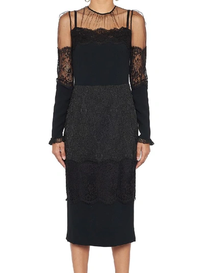 Dolce & Gabbana Lace Detail Dress In Nero