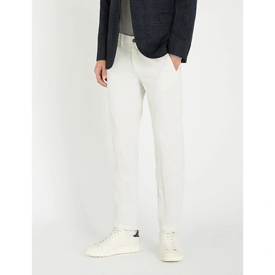 Corneliani Regular-fit Skinny Stretch-cotton Chinos In Cream