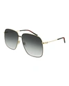 GUCCI SQUARE METAL SUNGLASSES W/ WEB EAR TIPS,PROD215030020