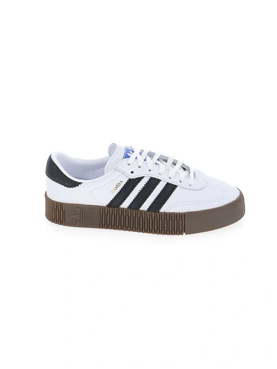 Adidas Originals Sambarose Textured-leather Platform Sneakers In White