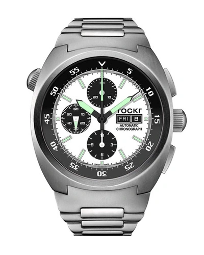 Tockr Watches Men's 45mm Air Defender Panda Stainless Steel Chronograph Watch With Bracelet In White/black