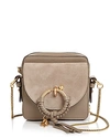 See By Chloé See By Chloe Joan Small Leather & Suede Crossbody In Motty Gray/gold