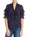 REBECCA TAYLOR EMBROIDERED TIE-NECK TOP,019208B998