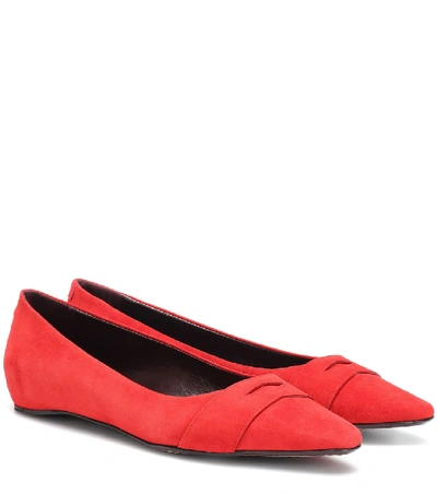 Bougeotte 绒面革芭蕾舞平底鞋 In Red