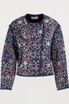 Isabel Marant Étoile Manae Floral Quilted Linen Moto Jacket In Blue