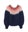 MAIAMI Mohair Pleated Sweater in Navy