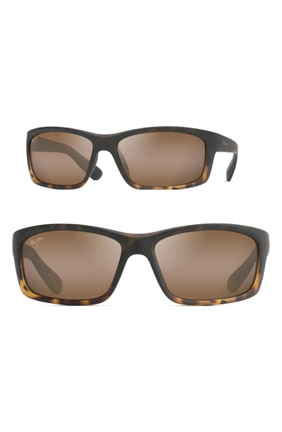 Maui Jim Kanaio Coast 61mm Polarizedplus2 Sunglasses - Matte Tortoise Ombre/ Bronze In Dark Brown