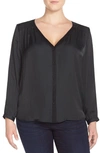 Tart 'lorena' Back Drape Mixed Media Top In Black