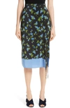 ALTUZARRA FLORAL PRINT TIE DETAIL SILK SKIRT,119-510 940