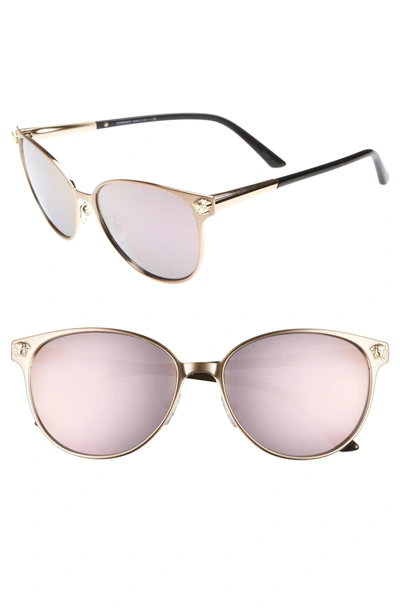 Versace Glam Medusa 57mm Cat Eye Sunglasses In Pink/ Gold Mirror
