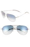 Oliver Peoples Benedict Basic Aviators, Silver/chrome In Silver/ Chrome Sapphire