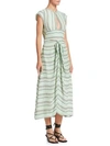 PROENZA SCHOULER Striped Cap Sleeve Tie-Front Midi Dress