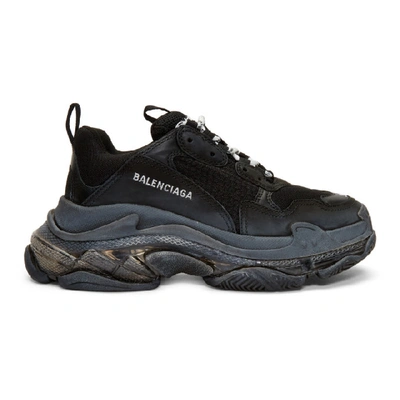 Balenciaga Black Triple S Clear Sole Sneakers