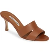 Manolo Blahnik Iacopo Double Band Sandal In Tan