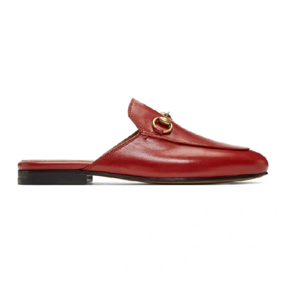 Gucci Red Princetown Slippers In Red