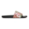 Gucci Multicolor Floral Gg Supreme Slides In Black