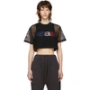 ALEXANDER WANG ALEXANDER WANG BLACK CROP PRINTED MESH T-SHIRT