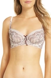 Skarlett Blue 'minx' Unlined Lace Demi Underwire Bra In Meringue/ Brick