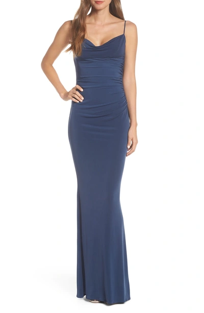 Katie May Surreal Cowl Back Evening Dress In Deep Sea