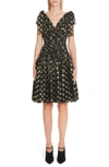 Dolce & Gabbana Flutter-sleeve Fil Coupe Dot Chiffon Dress In S8350 Jacquard