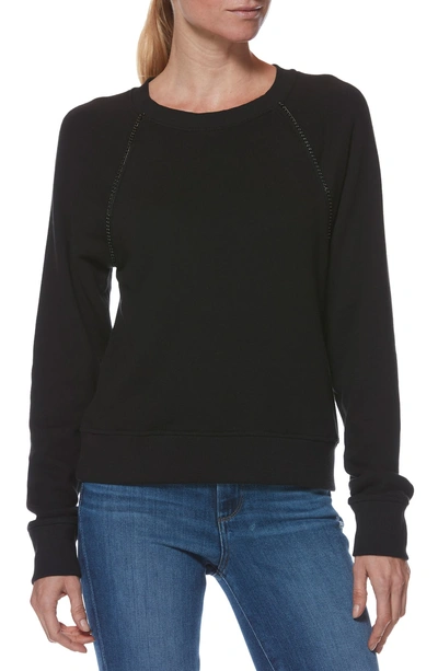 Paige Daytona Raglan Pullover Sweatshirt W/ Chain Details In Black