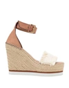 See By Chloé Canvas And Leather Espadrille Wedge Sandals In Brown