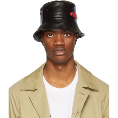 Alexander Mcqueen Leather Bucket Hat In 1000 Black