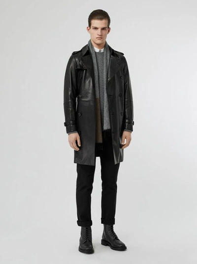 Burberry Mens Lambskin Trench Coat In Black