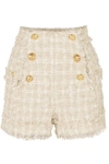 BALMAIN BUTTON-EMBELLISHED TWEED SHORTS