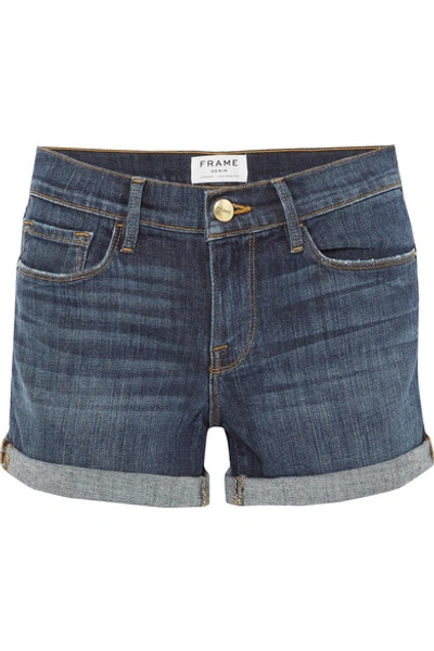 Frame Le Cutoff Denim Shorts In Dark Denim