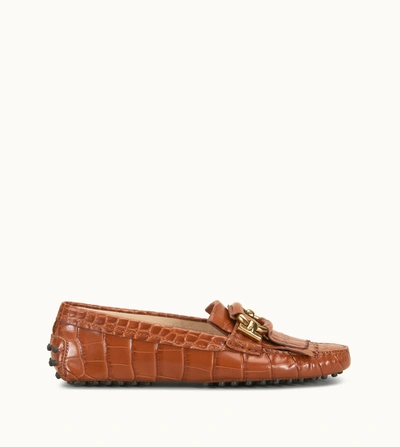 Tod's Gommino Driving Shoes In Leather In Orange