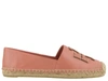 Tory Burch Ines Flat Leather Logo Espadrilles In Pink