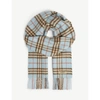 Burberry The Classic Vintage Check Cashmere Scarf In Pale Peridot Blue