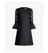 VALENTINO LACE-SLEEVE WOOL AND SILK-BLEND SHIFT DRESS