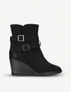 KURT GEIGER RHONA SHEARLING-LINED LEATHER WEDGE BOOTS,5305-10004-2056300909
