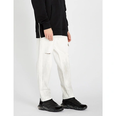 Balmain Dropped-crotch Regular-fit Straight Jeans In Blanc